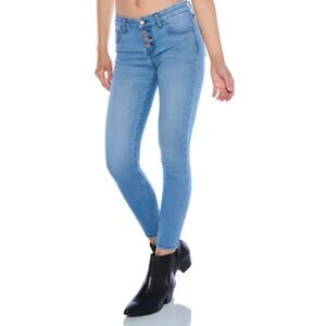 PROSPERITY Peyton Light Wash Button Front Skinny Jeans High Waist Blue Size 31